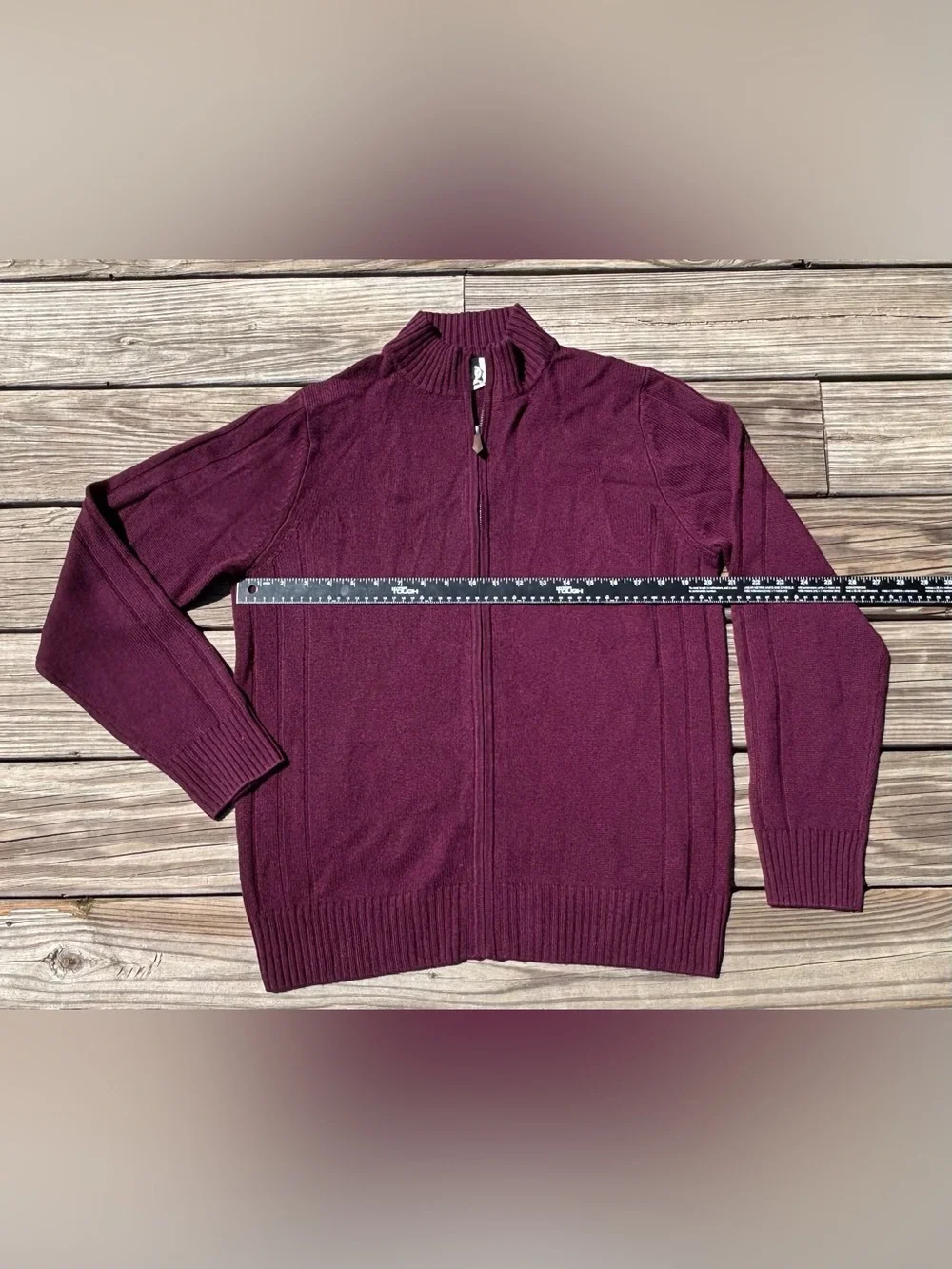 Pure Collection Cardigan Sweater Mens Medium Maroon Wool Cashmere Full Zip NWT